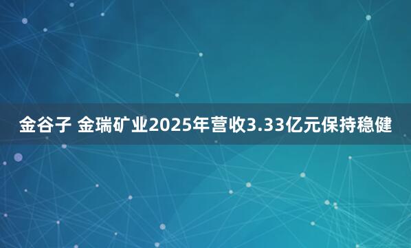 金谷子 金瑞矿业2025年营收3.33亿元保持稳健