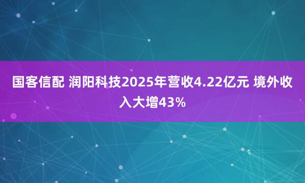 国客信配 润阳科技2025年营收4.22亿元 境外收入大增43%